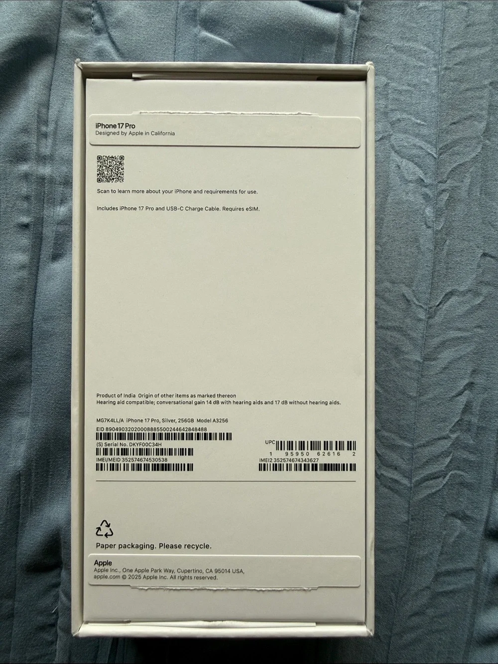 Apple iPhone 17 Pro Silver Box Packaging Only